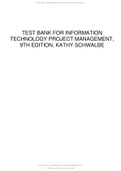 TEST BANK FOR INFORMATION TECHNOLOGY PROJECT MANAGEMENT, 9TH EDITION, KATHY SCHWALBE