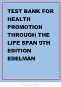 TEST BANK FOR HEALTH PROMOTION THROUGH THE LIFE SPAN 9TH EDITION EDELMAN.