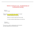 NUR 2115 &sol; NUR2115 Final Exam &lpar;Latest 2021 &sol; 2022&rpar;&colon; Fundamentals of Professional Nursing - Rasmussen