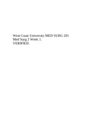 West Coast University MED SURG 201 Med Surg 2 Week 1. VERIFIED.