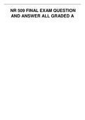 NR 509 FINAL EXAM QUESTION AND ANSWER ALL GRADED A
