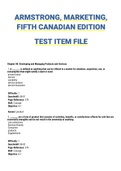 Armstrong&comma; Marketing&comma; Fifth Canadian EditionTest bank