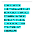 Test Bank for Auditing & Assurance Services&comma; 8th Edition&comma; Timothy Louwers&comma; Penelope Bagley&comma; Allen Blay&comma; Jerry Strawser&comma; Jay Thibodeau