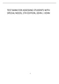 TEST BANK FOR ASSESSING STUDENTS WITH SPECIAL NEEDS&comma; 5TH EDITION&comma; JOHN J&period; VENN