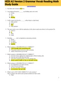 HESI A2 Version 2 Grammar Vocab Reading Math Study Guide (HESIA2) 