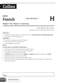 AQA GCSE FRENCH Higher Tier Paper 3 Reading 2020