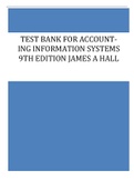 Test Bank for Accounting Information Systems 9th Edition James A Hall