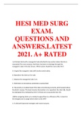 HESI MED SURG EXAM  QUESTIONS AND ANSWERS.LATEST 2021  A+ RATED
