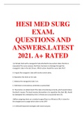 HESI MED SURG EXAM  QUESTIONS AND ANSWERS&period;LATEST 2021  A&plus; RATED