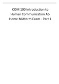 COM 100 Introduction to Human Communication At-Home Midterm Exam - Part 1.