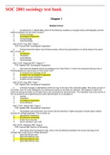 SOC 2001 sociology test bank graded A&plus;