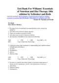 Test Bank For Williams' Essentials of Nutrition and Diet Therapy 10th edittion by Schlenker and Roth