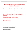 Test Bank Psychiatric nursing:  Abnormal Psychology Changing World 9th Edition – Test Bank