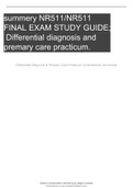 Summary NR511 &sol; NR 511 Final Exam Study Guide &vert;Week 5 - 7&vert; &lpar;Latest 2021&rpar;&colon; Differential Diagnosis & Primary Care Practicum - Chamberlain