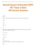 Grand Canyon University CWV 101 Topic 2 Quiz&vert; All Correct Answers