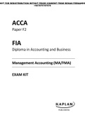 ACCA Paper F2 FIA Diploma in Accounting and Business Management Accounting (MA/FMA) EXAM KIT 