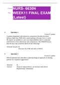 Exam (elaborations) NURS 6630 Final Exam: Psychopharmacologic Approaches To Treatment Of Psychopathology