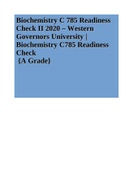 Biochemistry C 785 Readiness Check II 2020 &ndash; Western Governors University