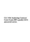 CLC 056 Analyzing Contract Costs Exam (98% grade) 54/55 answered correct