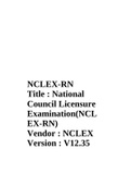 NCLEX RN (NUR2310) (NCLEX RN (NUR2310)) NCLEX RN Versions 1 -12 With 850 Questions And Answers/Rationales / NCLEX RN (NCLEXRN) Test Bank