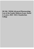 NR 566 / NR566 Advanced Pharmacology Care Of The Family Midterm Exam | Already Graded A | Latest, 2020 / 2021| Chamberlain College