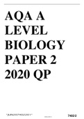 AQA A  LEVEL  BIOLOGY  PAPER 2 2020 QP