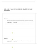 •	BIOL 1001 FINAL EXAM WEEK 6 – QUESTION AND ANSWERS