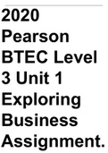 BTEC Business Level 3: Unit 1 - Exploring Businesses