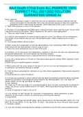 Adult Health II Final Exam ALL ANSWERS 100&percnt; CORRECT FALL-2021&sol;2022 SOLUTION GUARANTEED GRADE A&plus;