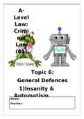UK Criminal Law - Insanity and Automatism Study Guide