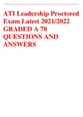 ATI Leadership Proctored  Exam Latest 2021/2022  GRADED A 70  QUESTIONS AND ANSWERS