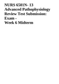NURS 6501N- 13 Advanced Pathophysiology Review Test Submission: Exam - Week 6 Midterm