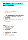 NR 283-Worksheet for Week 1- Pathophysiology&period;
