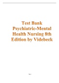 Psychiatric Mental Health Nursing 8th edition by Videbeck TestBank