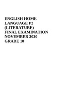 ENGLISH HOME LANGUAGE P2 (LITERATURE) FINAL EXAMINATION NOVEMBER 2020 GRADE 10
