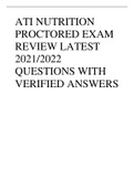 ATI NUTRITION PROCTORED EXAM REVIEW LATEST 2021&sol;2022 QUESTIONS WITH VERIFIED ANSWERS