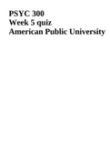 PSYC 300 Week 5 quiz American Public University