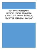TEST BANK FOR RESEARCH METHODS FOR THE BEHAVIORAL SCIENCES 5TH EDITION FREDERICK J GRAVETTER, LORI-ANN B. FORZANO