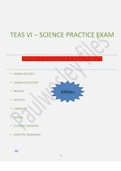 TEAS VI – SCIENCE PRACTICE EXAM  ( ALL TOPICS COVERED) 2021/2022 UPDATE |  CONTAIN SANSWER KEYS| RATED A+