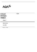 AQA A LEVEL PHYSICS PAPER 2 MARKING SCHEME 2021