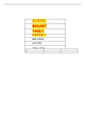 A-level BIOLOGY 7402&sol;1 Paper 1 Mark scheme June 2020  Version&colon; 1&period;0 Final