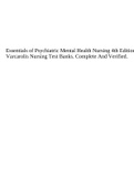 Essentials of Psychiatric Mental Health Nursing 4th Edition Varcarolis Nursing Test Banks. Complete And Verified.