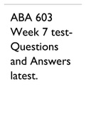 ABA 603 Week 7 test- Questions and Answers latest.