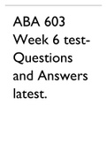 ABA 603 Week 6 test- Questions and Answers latest