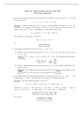 Multi-Variable Calculus Final Exam and Solution