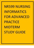 NR599 Nursing Informatics For Advanced Practice Midterm Study Guide