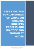 TEST BANK FOR FUNDAMENTALS OF CANADIAN NURSING CONCEPTS PROCESS AND PRACTICE 2ND EDITION BY KOZIER