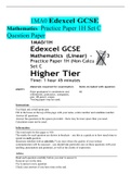 1MA0 Edexcel GCSE Mathematics Practice Paper 1H Set C Question Paper