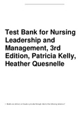 Test Bank for Nursing Leadership and Management, 3rd Edition, Patricia Kelly, Heather Quesnelle.