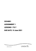 SCH4801 Assignment 1 2021 (LESSONS 1 TO 7)